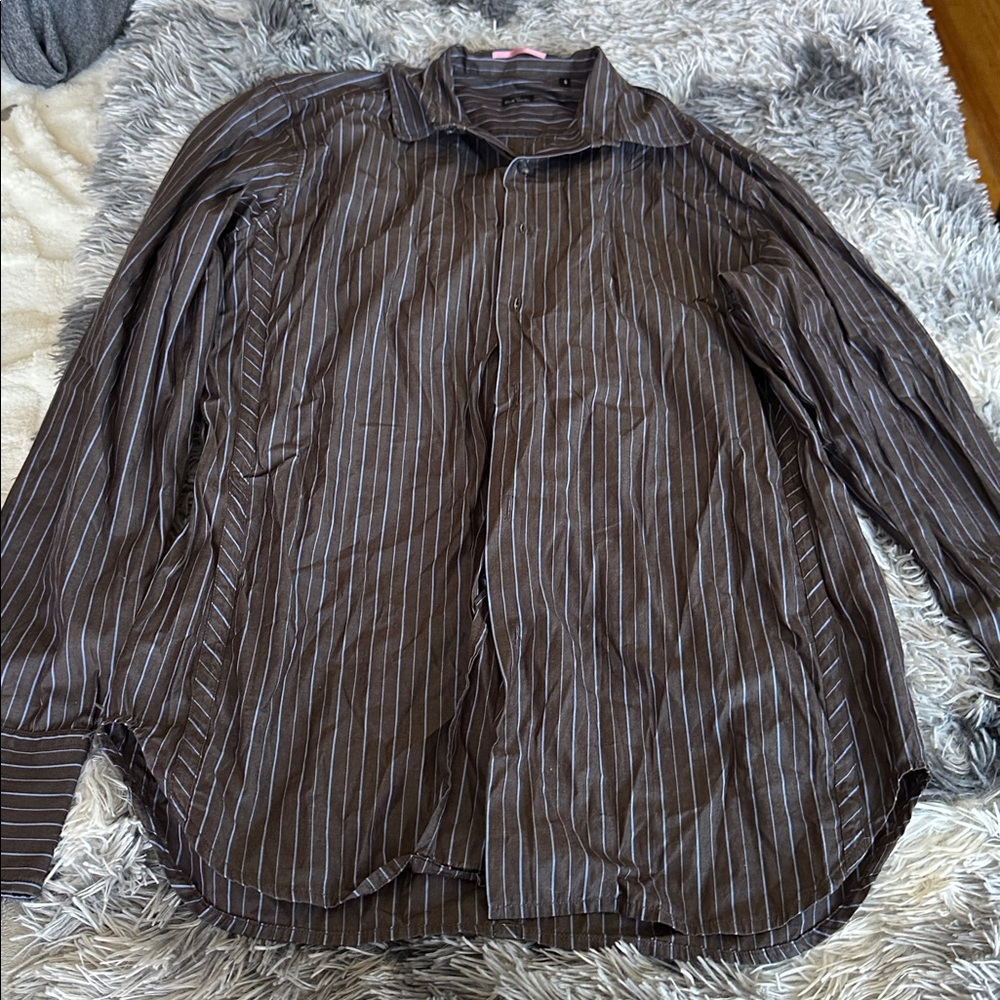 M—Paul Smith Brown and Blue Striped Shirt